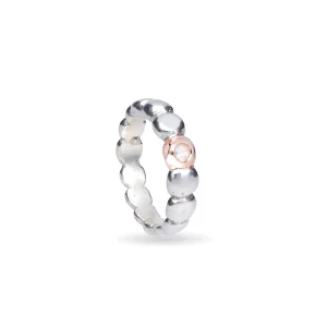 Anello con sassolini irregolari in Argento 925, Oro Rosa 9 kt e Diamante bianco | Rubinia Gioielli Outlet