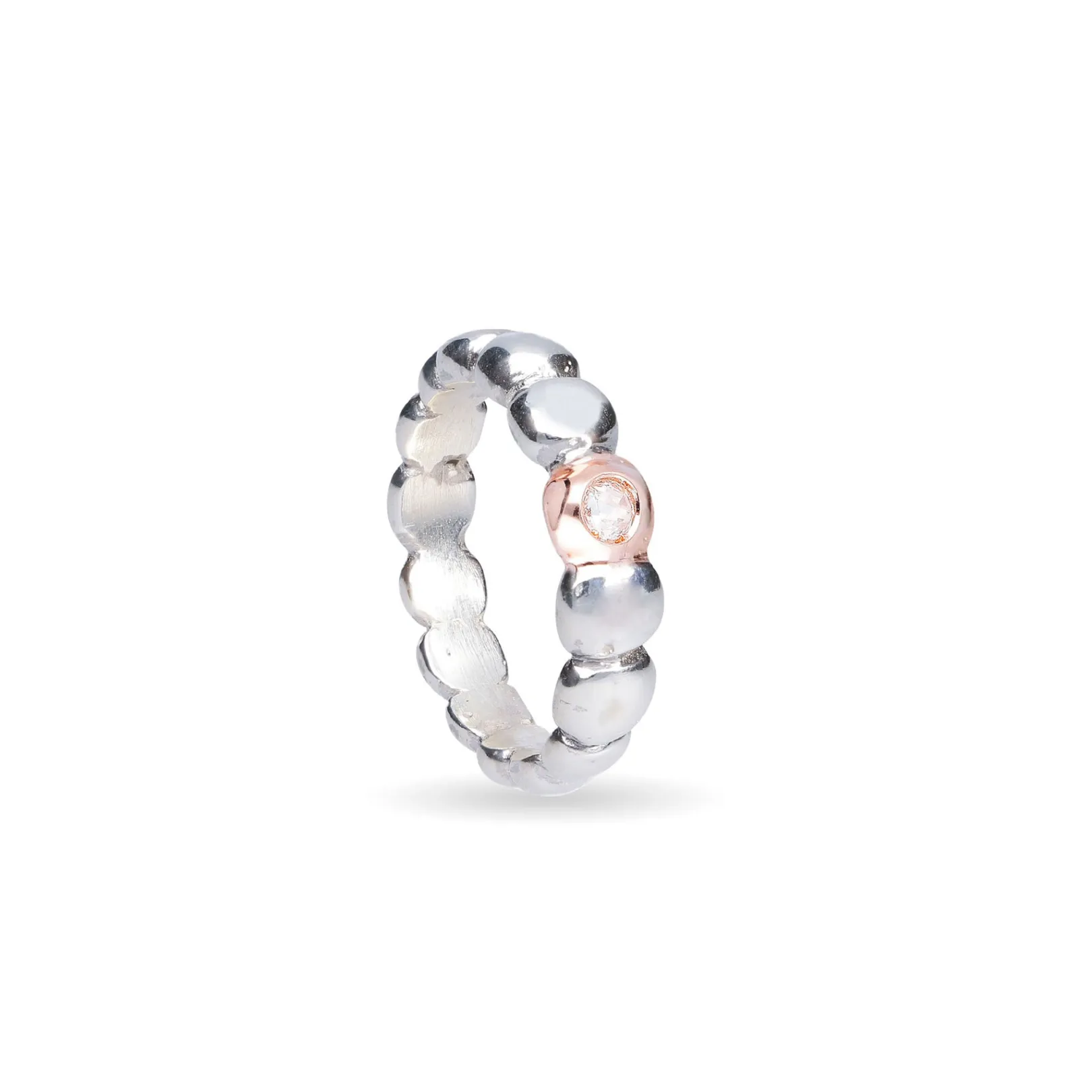 anello_con_sassolini_irre_0.webp Anello con sassolini irregolari in Argento 925, Oro Rosa 9 kt e Diamante bianco | Rubinia Gioielli Outlet