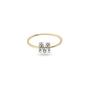 Anello Filodamore con iniziale in Oro Giallo 9kt e Diamanti | Rubinia Gioielli New