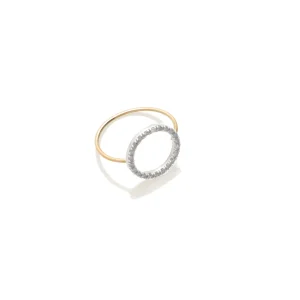 Anello Filodamore in Oro Giallo 9kt con cerchio grande e Diamanti Bianchi | Rubinia Gioielli New
