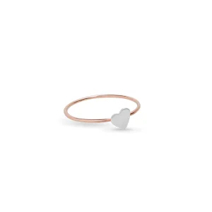 Anello Filodamore in Oro Rosa 9kt con Sigillo Cuore Piccolo in Argento 925 | Rubinia Gioielli Hot