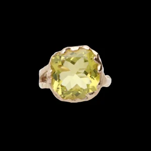 Anello in Oro Giallo 9kt e Quarzo Lemon grande | Rubinia Gioielli Online