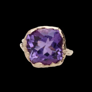 Anello in Oro Giallo 9kt e Ametista grande | Rubinia Gioielli New