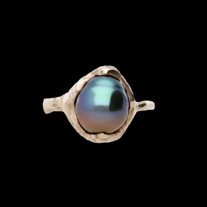 Anello in Oro Giallo 9kt e Perla Nera Thaiti | Rubinia Gioielli Clearance