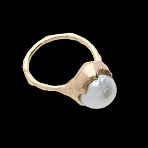 Anello in Oro Giallo 9kt e Perla Bianca Australia | Rubinia Gioielli Hot