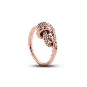 Anello Nodi d'Amore in Oro Rosa 9kt e Diamanti Bianchi | Rubinia Gioielli Online