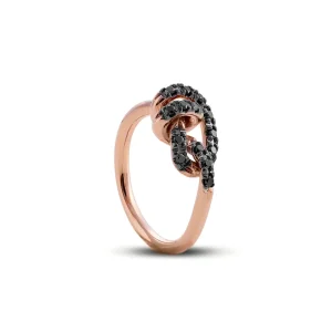 Anello Nodi d'Amore in Oro Rosa 9kt e Diamanti o Brown | Rubinia Gioielli Sale