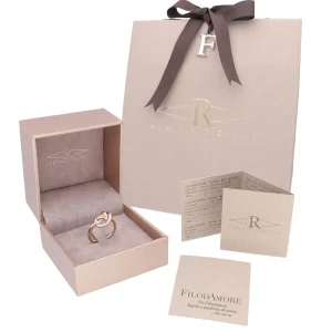 Anello Nodi d'Amore in Oro Rosa 9kt con Diamante Colorless Certificato | Rubinia Gioielli Discount