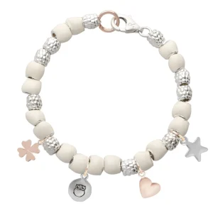 Bracciale Avorio in Argento 925, Oro 9kt e sigilli | Rubinia Gioielli New