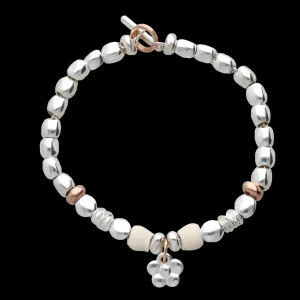 Bracciale Bloom in Argento 925, Oro Rosa 9kt e smalto avorio | Rubinia Gioielli Hot