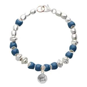 Bracciale Blu in Argento 925, Oro Rosa 9kt e sigillo personalizzabile | Rubinia Gioielli Fashion