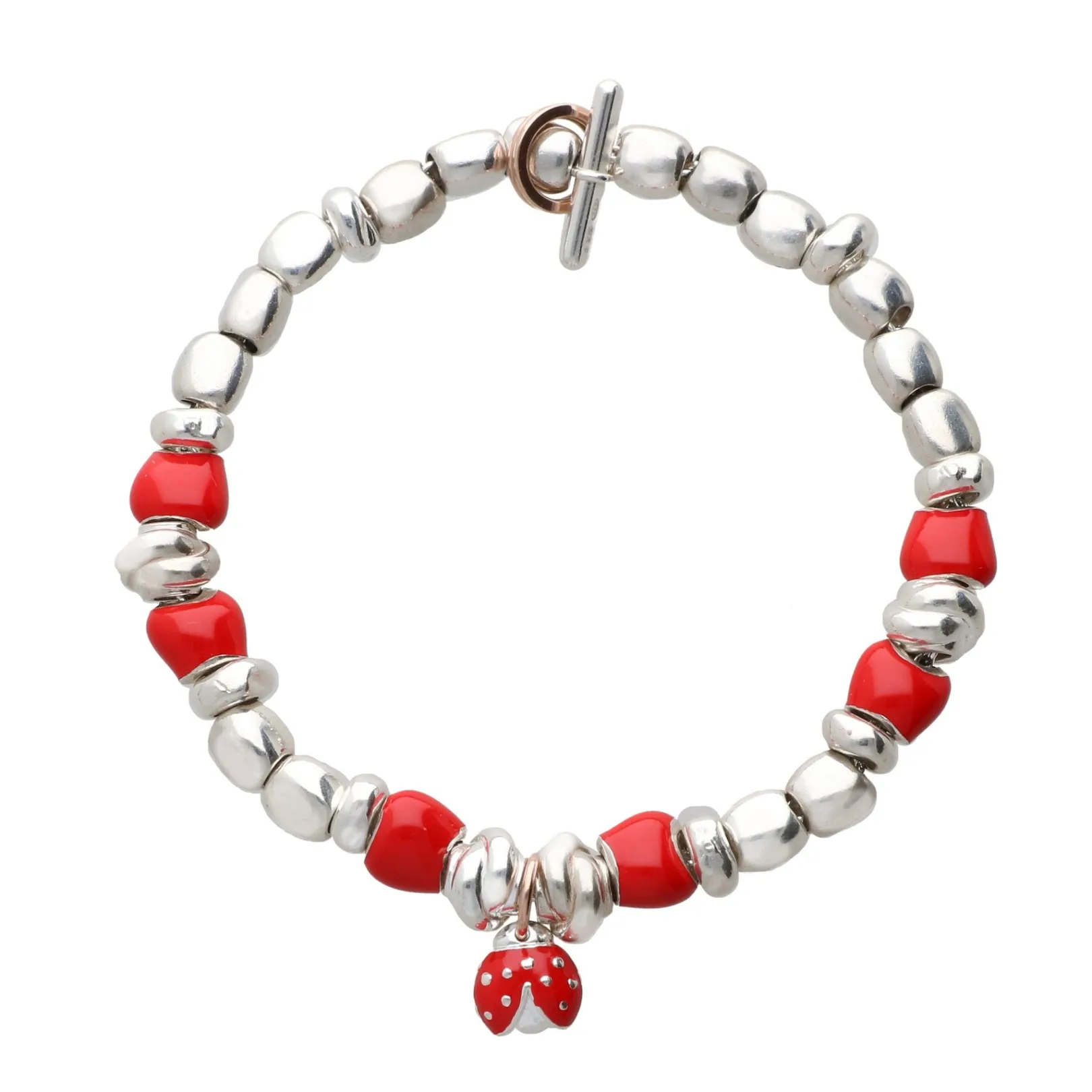 bracciale_coccinella_in_a_0.webp Bracciale Coccinella in Argento 925, Oro Rosa 9kt e smalto rosso | Rubinia Gioielli New