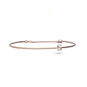 Bracciale Filodamore con iniziale in Oro Rosa 9kt e Diamanti | Rubinia Gioielli Clearance