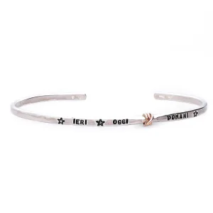 Bracciale in Argento 925 con elemento tre fili in Oro Rosa 9kt | Rubinia Gioielli Fashion