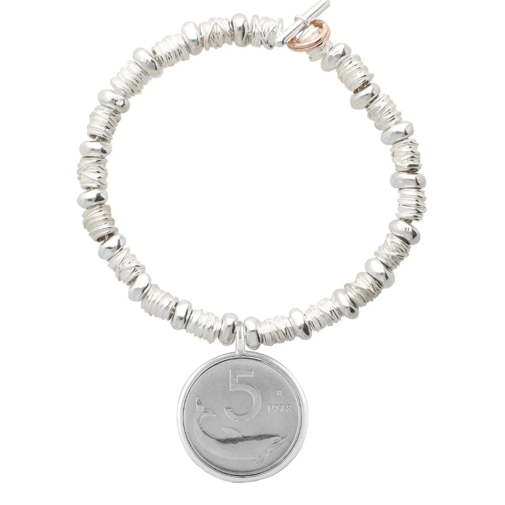 bracciale_lire_argento__e_0.webp Bracciale Lire Argento 925 e Oro Rosa 9kt | Rubinia Gioielli Sale