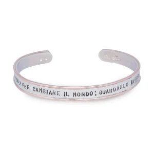 Bracciale rigido aperto in Argento 925 e Oro Rosa 9kt | Rubinia Gioielli New