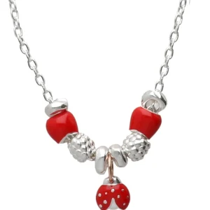 Collana Coccinella in Argento 925, Oro Rosa 9kt e smalto rosso | Rubinia Gioielli Best
