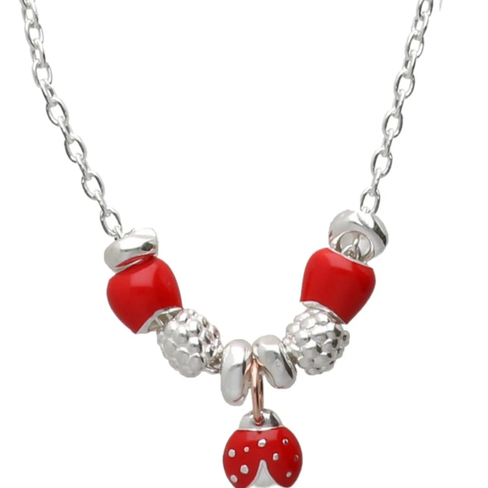 collana_coccinella_in_arg_0.webp Collana Coccinella in Argento 925, Oro Rosa 9kt e smalto rosso | Rubinia Gioielli Best