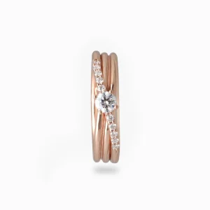 Filodellavita 3 fili in Oro Rosa con Diamante Colorless e riviere di Diamanti | Rubinia Gioielli Outlet