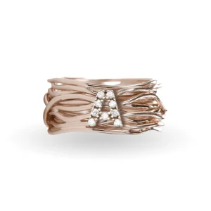 Filodellavita 13 fili in Oro Rosa 9kt e iniziale con Diamanti | Rubinia Gioielli Best