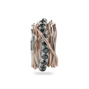 Filodellavita Carato 13 fili in Oro Rosa 9kt, Argento 925 e Diamanti Black | Rubinia Gioielli Fashion