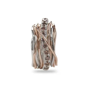 Filodellavita Carato 13 fili in Oro Rosa 9kt, Argento 925 e Diamanti Brown | Rubinia Gioielli Clearance