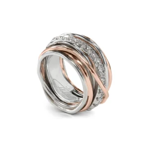Filodellavita Carato 13 fili in Oro Rosa 9kt, Argento 925 e Diamanti Bianchi | Rubinia Gioielli New