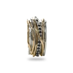 Filodellavita Classic - 13 fili in Oro Giallo 9kt, Argento 925 e 16 Diamanti Black / Brown | Rubinia Gioielli Online
