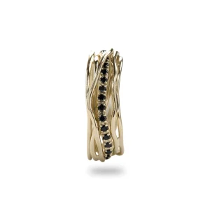 Filodellavita Classic - 7 fili in Oro Giallo 9kt e 16 Diamanti Brown / Black | Rubinia Gioielli Fashion