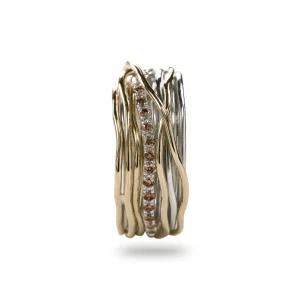 Filodellavita Classic - 13 fili in Oro Giallo 9kt, Argento 925 e 16 Diamanti Black / Brown | Rubinia Gioielli Online