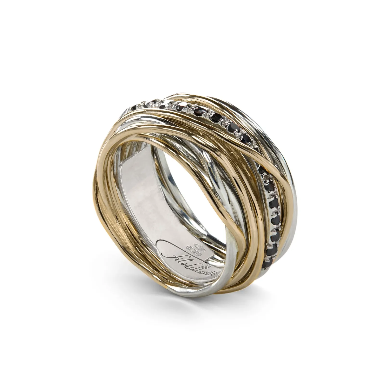 filodellavita_classic___f_2-2.webp Filodellavita Classic - 13 fili in Oro Giallo 9kt, Argento 925 e 16 Diamanti Black / Brown | Rubinia Gioielli Online
