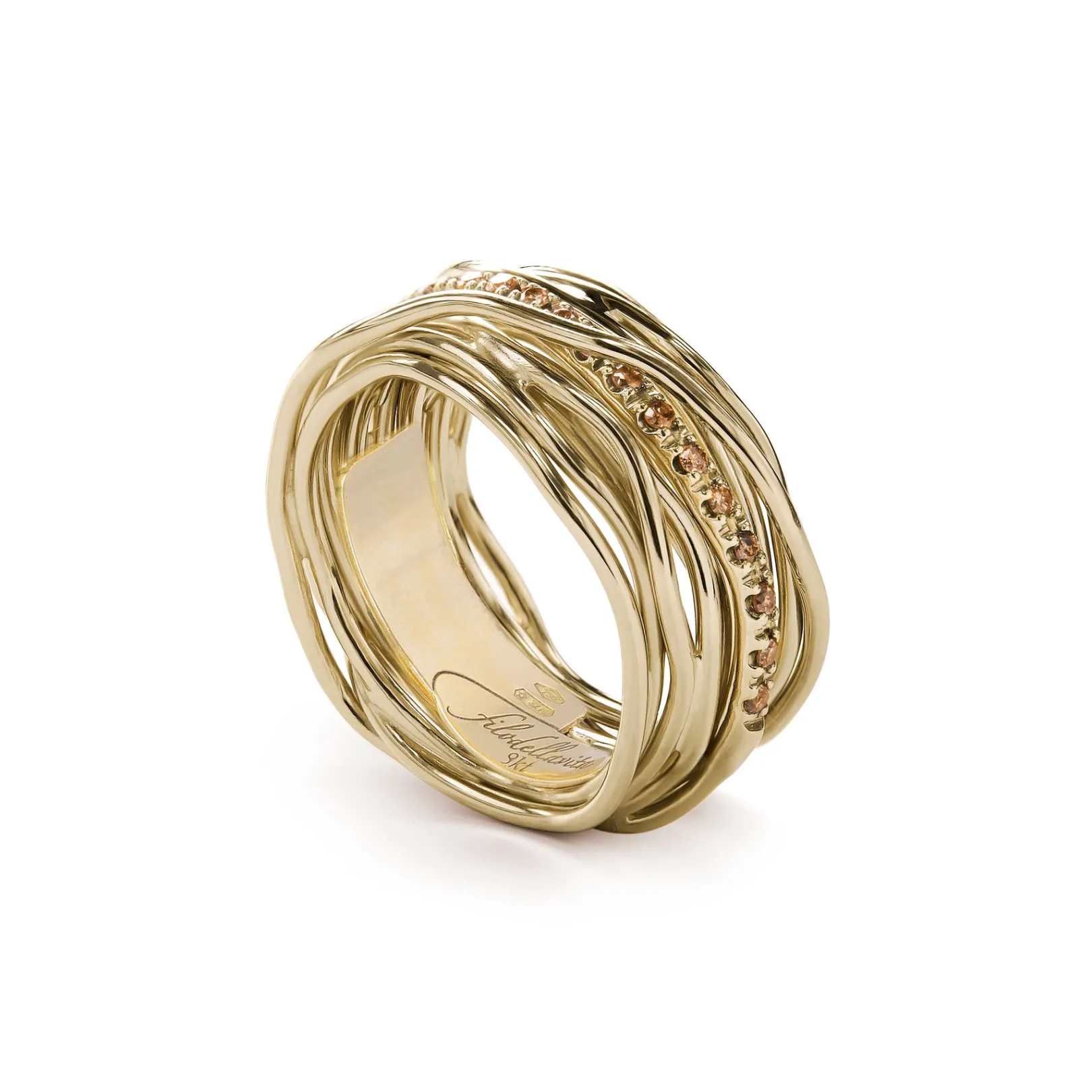 filodellavita_classic___f_2-3.webp Filodellavita Classic - 13 fili in Oro Giallo 9kt e 16 Diamanti Brown / Black | Rubinia Gioielli Best