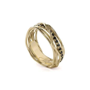 Filodellavita Classic - 7 fili in Oro Giallo 9kt e 16 Diamanti Brown / Black | Rubinia Gioielli Fashion