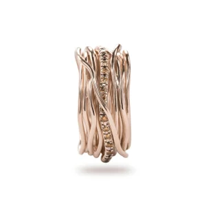 Filodellavita Classic 13 fili in Oro Rosa 9kt e 16 Diamanti Brown / Black | Rubinia Gioielli Best