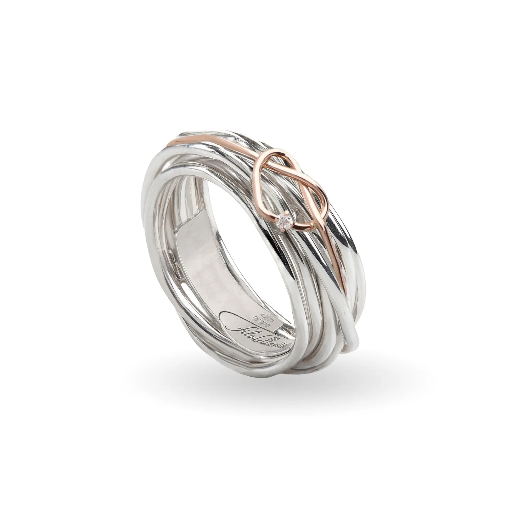 filodellavita_classic__fi_1-1.webp Filodellavita Classic 7 Fili in Argento 925 e Cuore annodato Oro Rosa 9kt | Rubinia Gioielli Sale