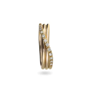 Filodellavita Classic 3 fili in Oro Rosa / Oro Giallo 9kt e 12 Diamanti Bianchi | Rubinia Gioielli Fashion