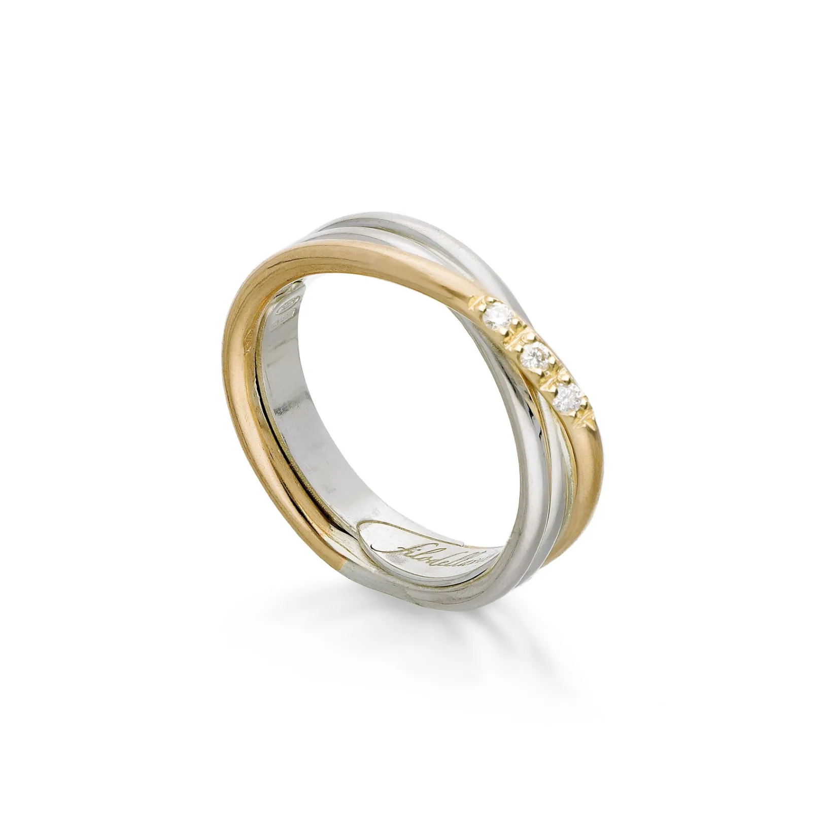 filodellavita_classic__fi_1-19.webp Filodellavita Classic 3 fili Oro Rosa/Giallo 9kt, Argento 925 e 3 Diamanti Bianchi | Rubinia Gioielli New
