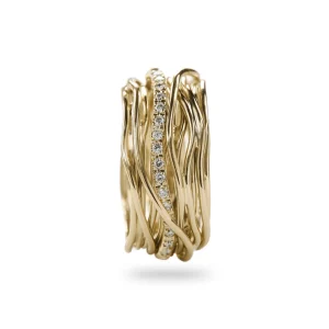 Filodellavita Classic 13 fili in Oro Giallo 9kt / Rosa e 16 Diamanti Bianchi | Rubinia Gioielli Hot