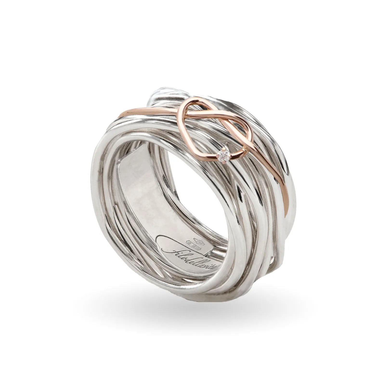 filodellavita_classic__fi_1-31.webp Filodellavita Classic 13 Fili in Argento 925 e Cuore annodato Oro Rosa 9kt | Rubinia Gioielli Best