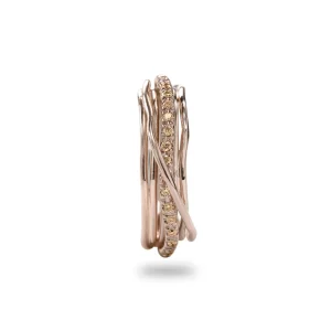 Filodellavita Classic 7 fili in Oro Rosa 9kt e 16 Diamanti Black / Brown | Rubinia Gioielli Clearance