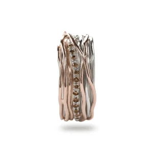 Filodellavita Classic 13 fili in Oro Rosa 9kt, Argento 925 e 16 Diamanti Black / Brown | Rubinia Gioielli Discount