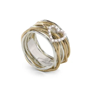 Filodellavita Classic 13 fili in Argento 925, Oro Rosa/Giallo 9kt e cuore di Diamanti bianchi | Rubinia Gioielli Outlet