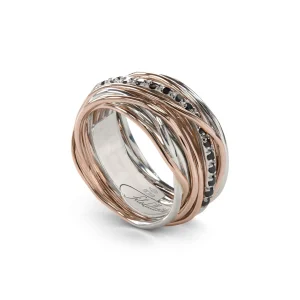 Filodellavita Classic 13 fili in Oro Rosa 9kt, Argento 925 e 16 Diamanti Black / Brown | Rubinia Gioielli Discount