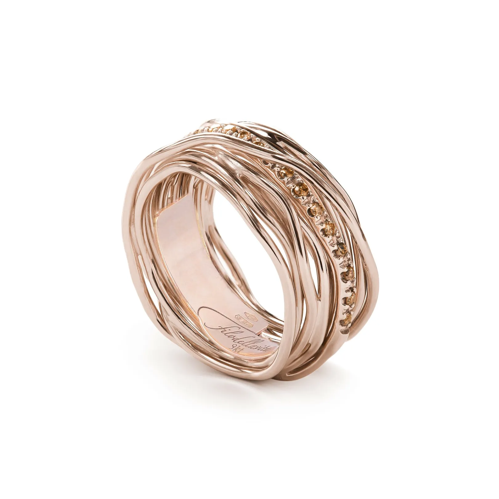 filodellavita_classic__fi_2-34.webp Filodellavita Classic 13 fili in Oro Rosa 9kt e 16 Diamanti Brown / Black | Rubinia Gioielli Best