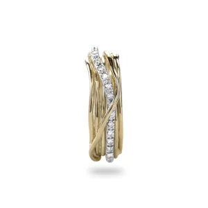 Filodellavita Classic 7 fili in Oro Giallo / Oro Rosa 9kt e riviere in Oro Bianco con 16 Diamanti Bianchi | Rubinia Gioielli Sale