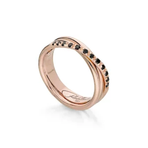Filodellavita Classic 3 fili in Oro Rosa 9kt e 12 Diamanti Brown / Black | Rubinia Gioielli Discount