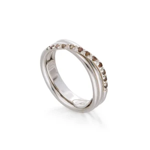 Filodellavita Classic 3 fili in Argento 925 e 12 Diamanti Brown / Black | Rubinia Gioielli Hot