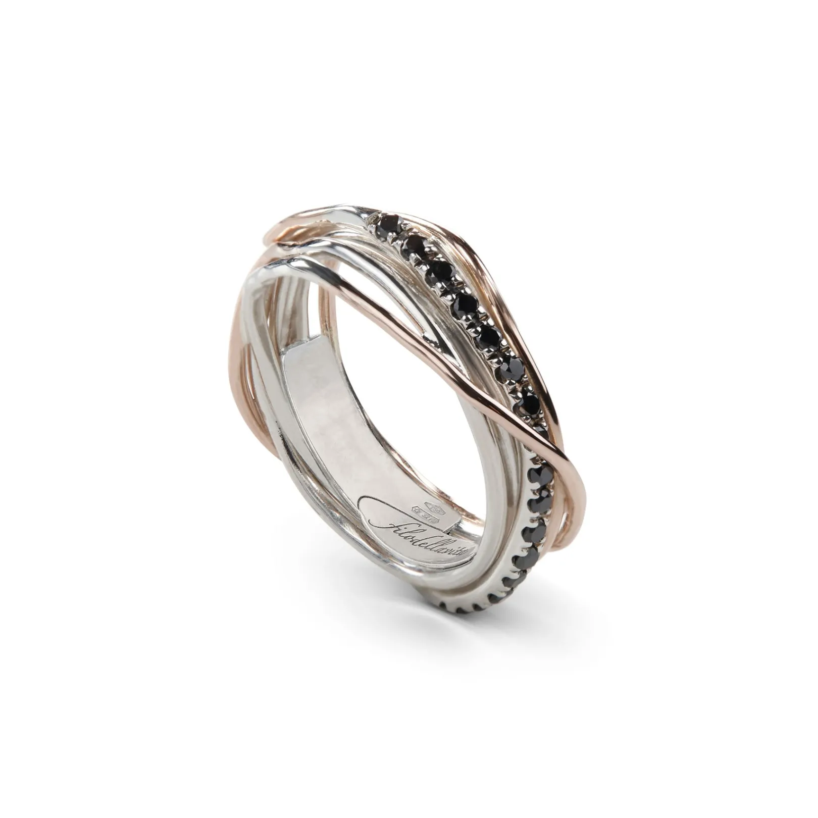 filodellavita_classic__fi_3.webp Filodellavita Classic 7 Fili in Oro Rosa 9kt Argento 925 e Diamanti Brown/ Black | Rubinia Gioielli Outlet