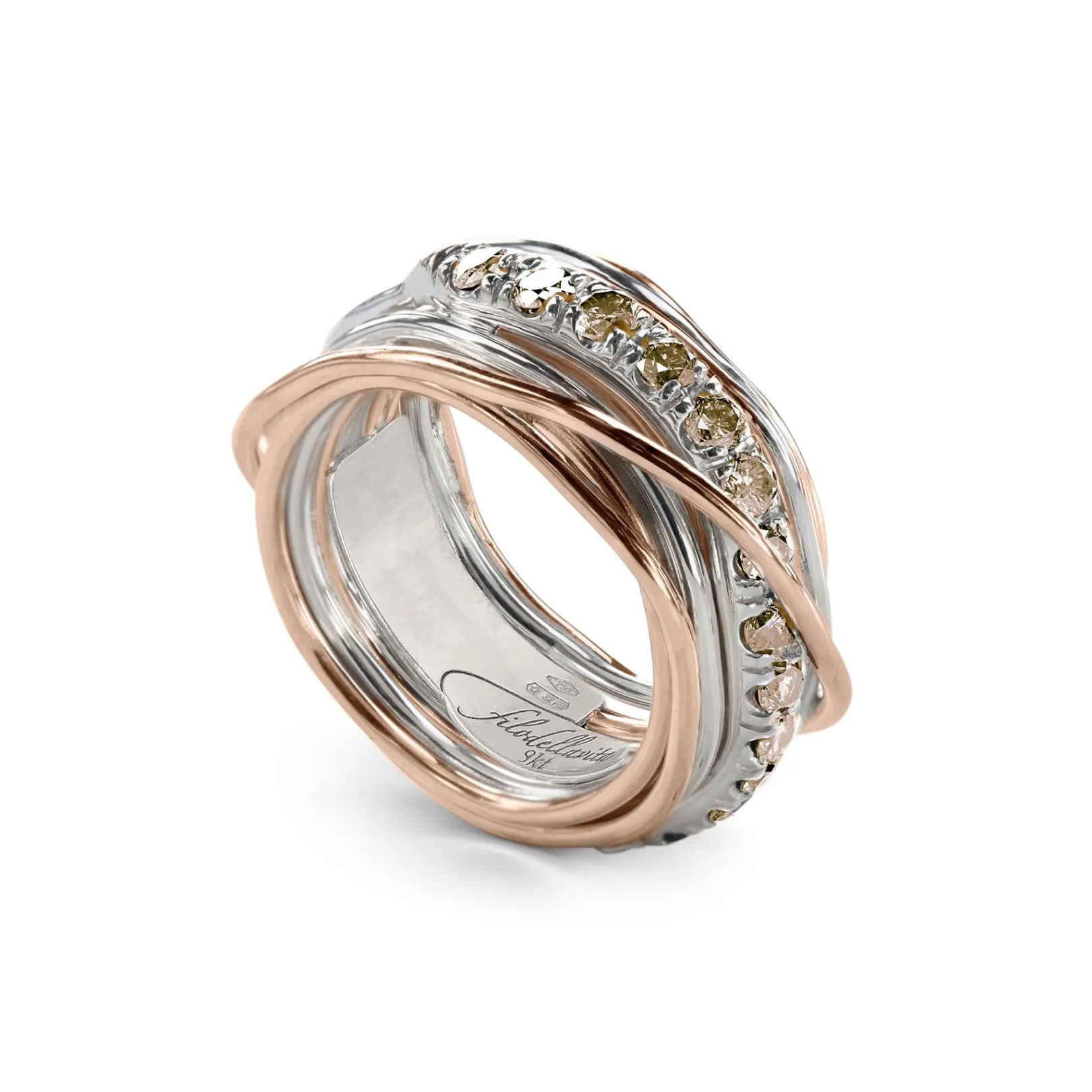 filodellavita_prezioso____0-1.webp Filodellavita Prezioso - 13 fili in Oro Rosa/Giallo 9kt, Argento 925 e Diamanti Brown | Rubinia Gioielli Online