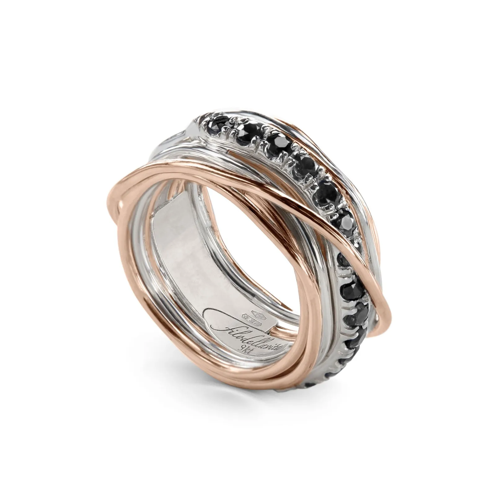 filodellavita_prezioso____3.webp Filodellavita Prezioso - 13 fili in Oro Rosa/Giallo 9kt, Argento 925 e Diamanti Black | Rubinia Gioielli Best